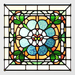Square Stained Glass AI Art Window Cling
