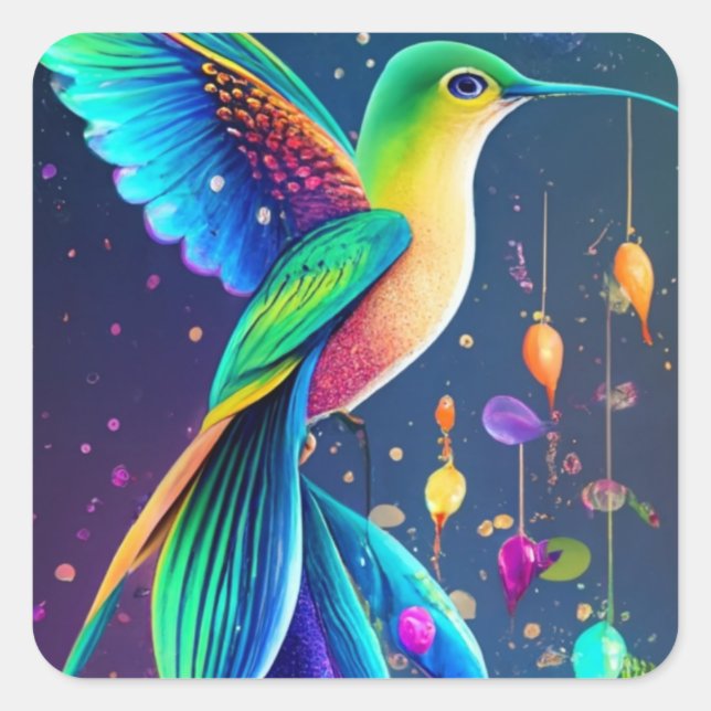 Square Sticke ECC, CALCOMANIA COLIBRI Square Sticker (Front)
