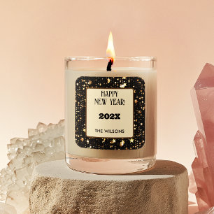  Square Sticker   Festive Six 3-in Happy New Year