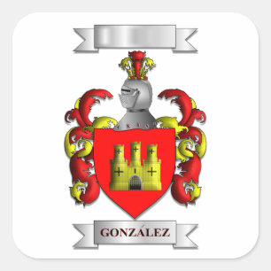 Square sticker Gonzalez Surname And Shield