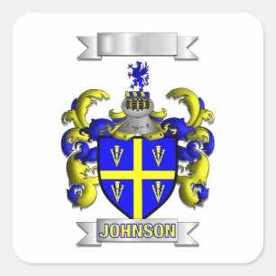 Square Sticker Johnson Family Surname And Shield