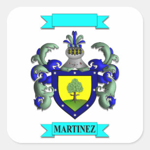 Square sticker Martinez Surname And Shield