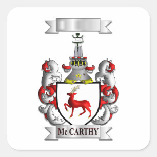 Square Sticker McCarthy Surname And Shield