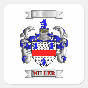 Square Sticker Miller Family Surname And Shield