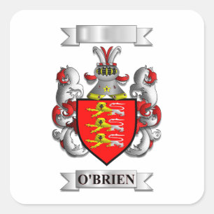 Square Sticker O'Brien Surname And Shield