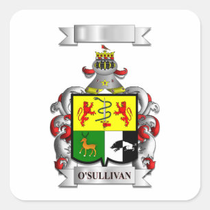 Square Sticker O'Sullivan Surname And Shield