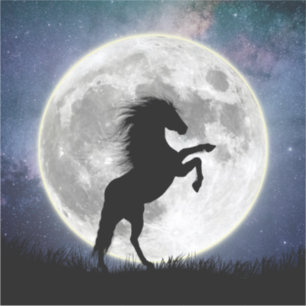 Square Sticker The horse and the white moon