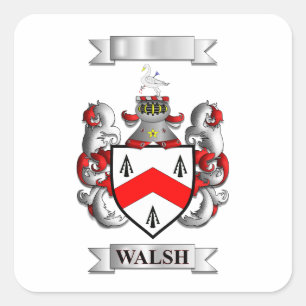 Square Sticker Walsh Surname And Shield