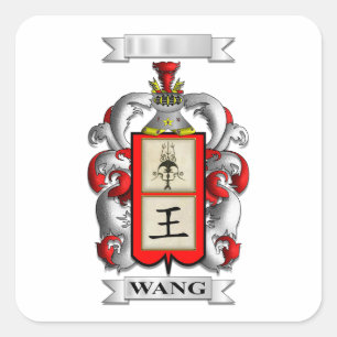 Square Sticker Wang Surname And Shield