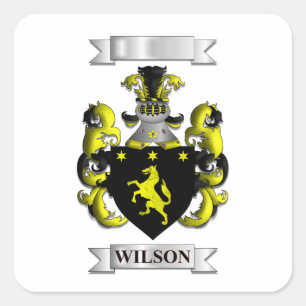 Square Sticker Wilson Family Surname And Shield
