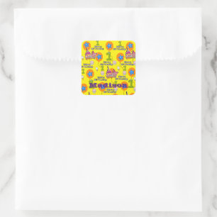 Square Stickers, #1 First Birthday Yellow Sticker