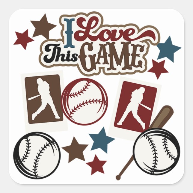 Square Stickers/Baseball "I Love this game" Sticker (Front)