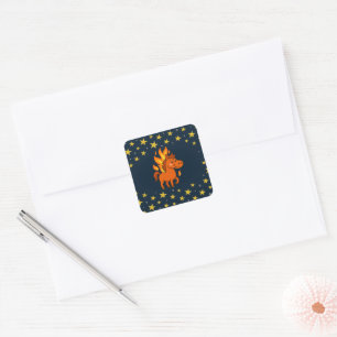 Square Stickers with a red horses