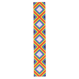 Square Stripes Frame Rainbow + your images Long Table Runner
