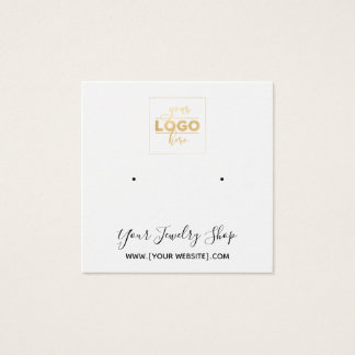 Square Stud Logo White Earring Display Card