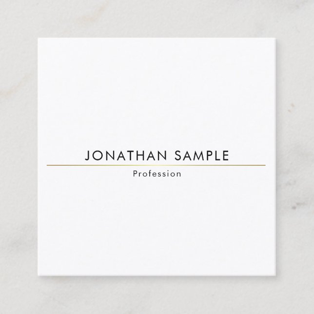 Square Stylish Minimalistic Design Gold Plain Luxe Square Business Card (Front)