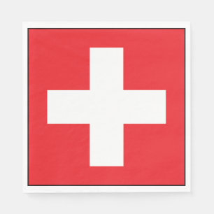 Square Swiss Flag Paper Napkins