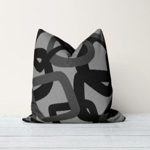 Square Tangle Black & Charcoal Grey Cushion