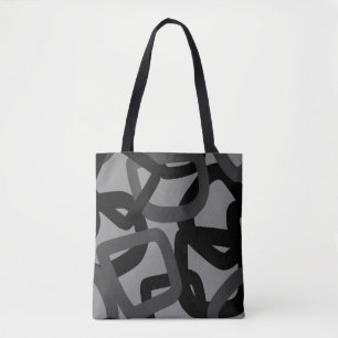 Square Tangle Black & Charcoal Grey Tote Bag