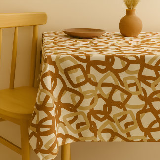 Square Tangle Burnt Sienna Cream Tablecloth