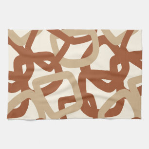 Square Tangle Burnt Sienna Cream Tea Towel