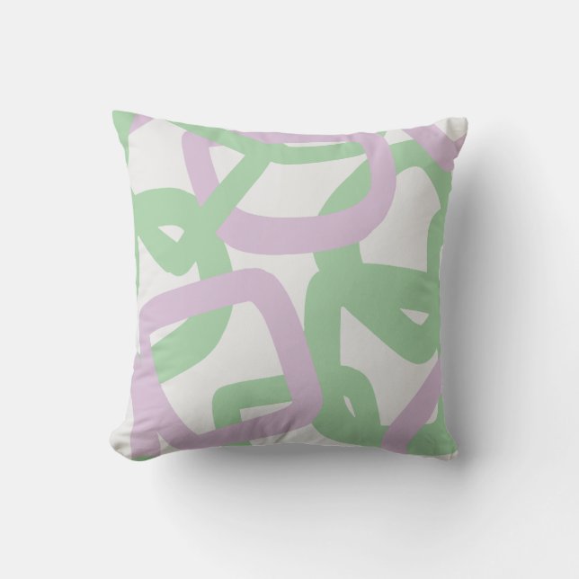 Square Tangle Mint Green & Lavender Cushion (Front)