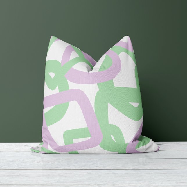 Square Tangle Mint Green & Lavender Cushion (Creator Uploaded)