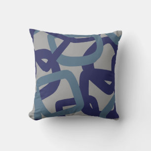 Square Tangle Navy Blue Cushion