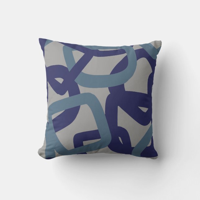 Square Tangle Navy Blue Cushion (Front)