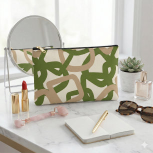 Square Tangle Olive Green Accessory Pouch