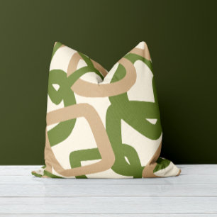 Square Tangle Olive Green Cushion