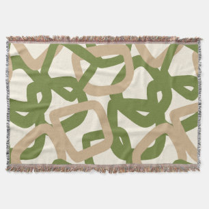 Square Tangle Olive Green Throw Blanket