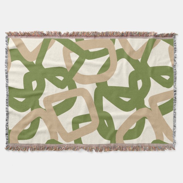 Square Tangle Olive Green Throw Blanket (Front)
