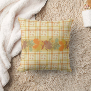 Square Thanksgiving Fall Throw Pillow