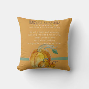 Square Throw Pillow: Harvest Blessings Cushion