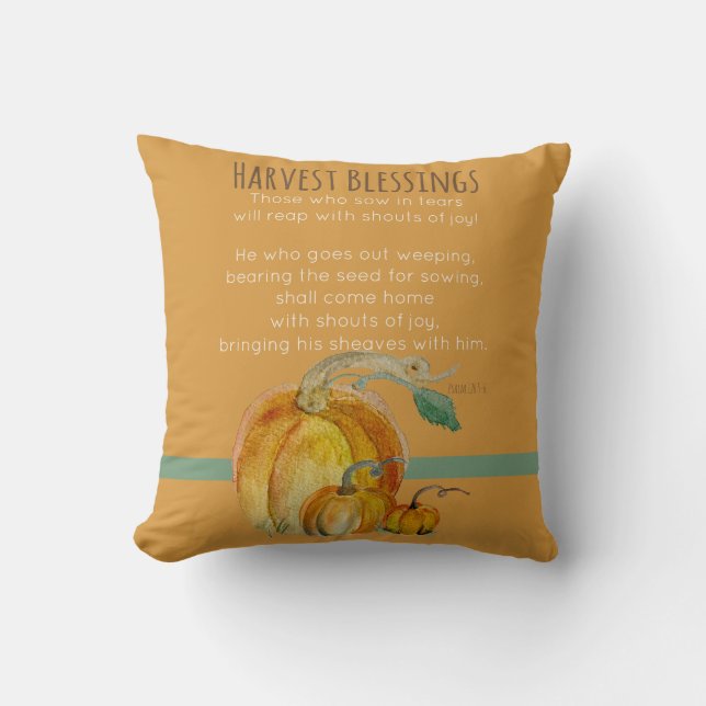Square Throw Pillow: Harvest Blessings Cushion (Front)