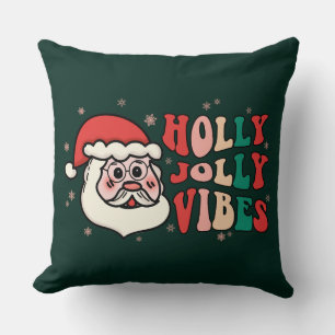 Square Throw Pillow Holly Jolly Vibes