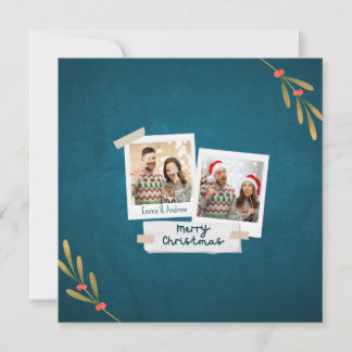 Square Type Christmas Photo Card with Greetings