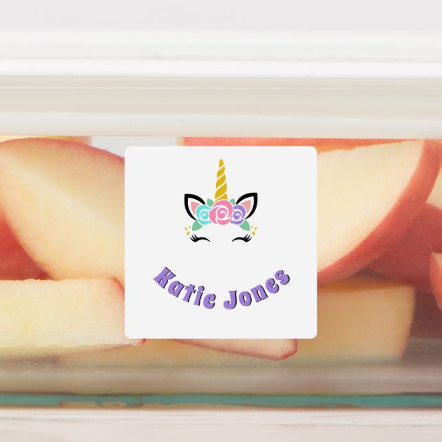 Square Unicorn Waterproof Name Labels (Affixed)