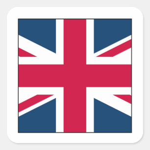 Square Union Jack Sticker with White Border