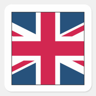 Square Union Jack Sticker with White Border