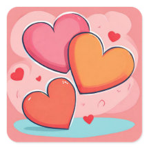Square Valentine's Love Hearts Sticker