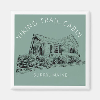 Square Viking Trail Cabin Fridge Magnet