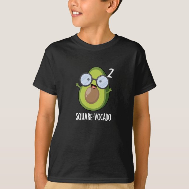 Square-vocado Funny Avocado Pun Dark BG T-Shirt (Front)