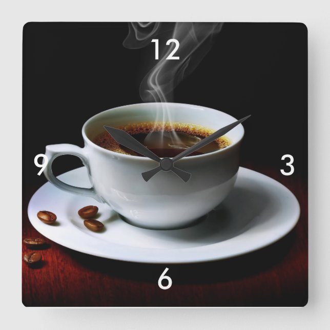 Square Wall Clock/Coffee and Coffee Beans Square Wall Clock (Front)