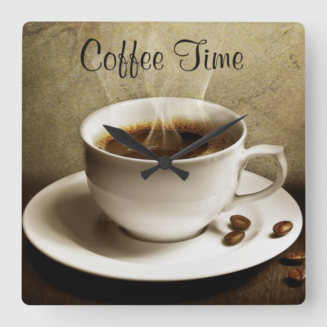 Square Wall Clock/Coffee Time Square Wall Clock (Front)