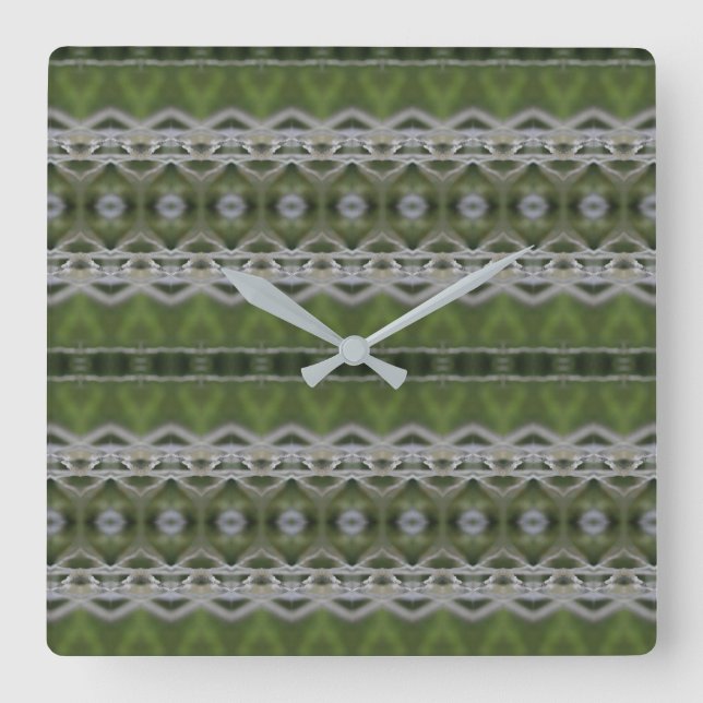 Square Wall Clock in a MIx of Gray and Greens (Front)