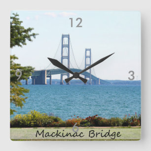 Square Wall Clock/Mackinac Bridge Square Wall Clock