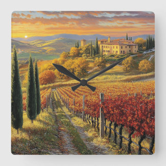 Square Wall Clock with Italian Charm