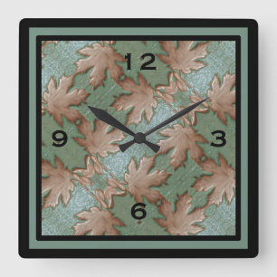 Square wall clock with Maple Leaves